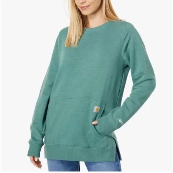 Carhartt Relaxed Fit Lightweight Sweatshirt Women's Size Small (4-6) Teal Green - Picture 1 of 9